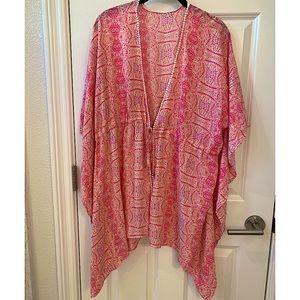 Pink/white bathing suit cover up